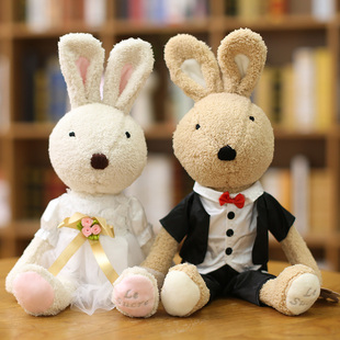 正版日本Le Sucre砂糖兔婚纱款太子兔情侣公仔结婚婚车头娃娃