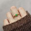 素与简天然A货冰种阳绿蛋面翡翠戒指女款18k金镶嵌玉石指环