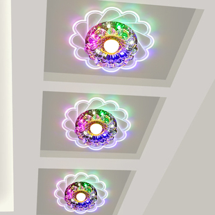 LED水晶灯 过道灯走廊灯七彩射灯客厅天花灯门厅玄光灯吸顶灯创意