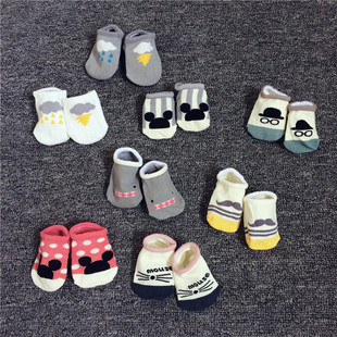 婴儿短袜船袜新生儿卡通防滑胶粒，薄袜q7春秋款，婴幼儿宝宝造型袜子