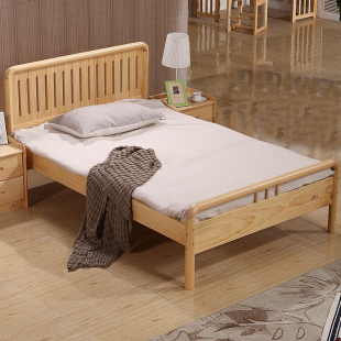简约松木床1.2米单人床1.35米简约儿童床1.5米原木色实木小床加宽