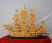 玉器双头玉龙船一米黄玉龙船工艺品摆件家居，饰品一帆风顺创意