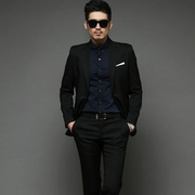 韩国男装韩版高端高档羊毛，男式西服套装，潮男修身商务婚礼西装
