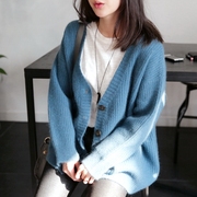 韩国秋装时尚开衫百搭气质纯色兔毛V领毛衣外套9959