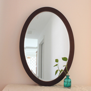 椭圆形木质浴室镜挂墙洗手台，卫生间镜子卧室镜，壁挂镜化妆台梳妆镜