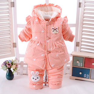 0一1岁款女宝宝秋冬装加厚棉服袄两件套新生儿婴儿衣服外套装季天