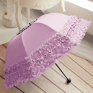 创意遮阳伞防紫外线黑胶太阳伞女韩国公主蕾丝拱形三折叠晴雨伞
