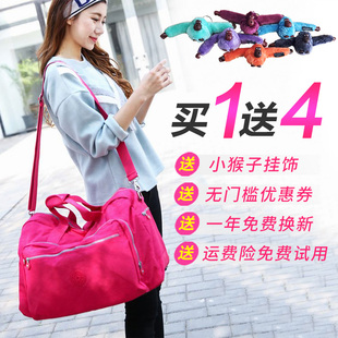 紫色大号手提斜挎健身包行李袋帆布旅行包女包，尼龙大包防水旅游包