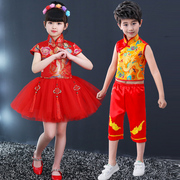 六一演出服儿童男女套装中国结蓬蓬裙红色合唱服女童公主裙舞蹈服
