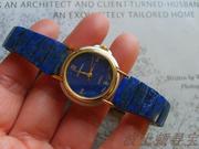 日本vintage古典天然青金石装饰腕表，青金石手表手链手镯