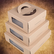 6寸8寸10寸手提芝士蛋糕盒，千层打包盒纯色牛皮纸，开窗慕斯包装盒子