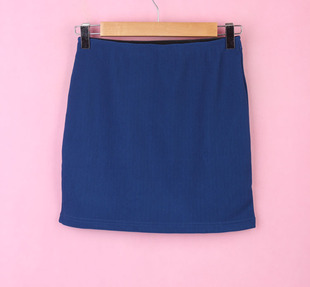 麦系列63msl162女品牌夏半身裙，显瘦宝蓝色包臀短裙，一步裙职业裙