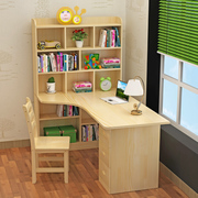 实木转角电脑书桌家用卧室组合儿童学习写字台办公桌松木简约一体