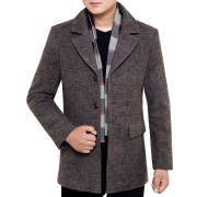 秋冬男士羊毛呢子大衣西装领外套加厚保暖夹棉呢子外衣青年风衣潮