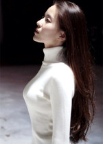 色女士韩版裙式v领貂绒衫中长款羊绒衫<em>毛衣</em>针