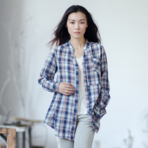 忽忽尔今秋。清新文艺感V领女秋款反<em>针</em>棉麻七