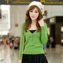淘宝聚划算购物单排扣彩色扣子<em>短款</em>春秋女<em>针织</em>