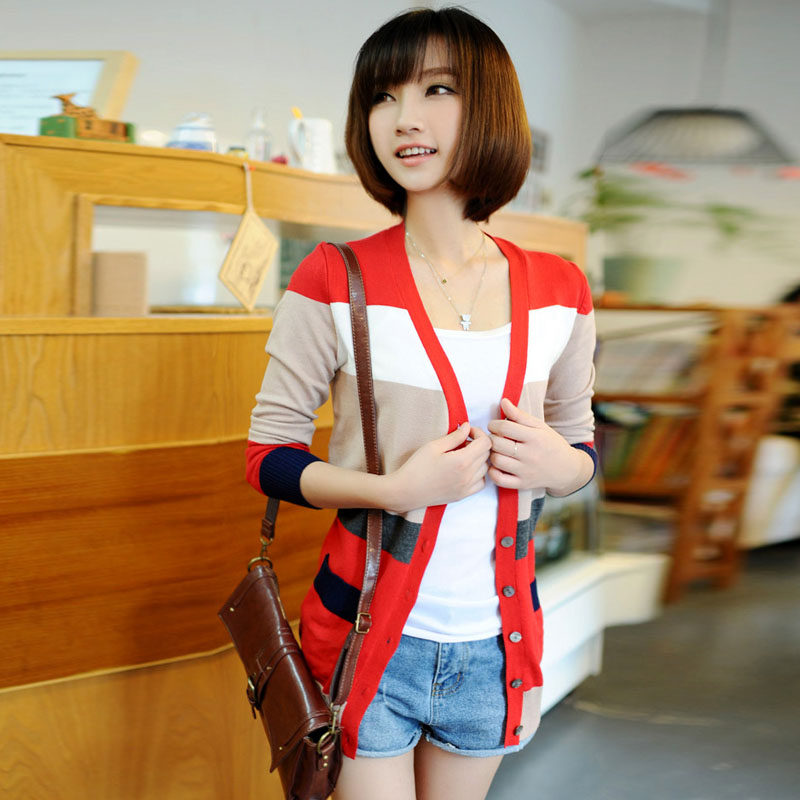 <em>开衫</em>牧羊莲 秋装新款女装<em>韩版V领针织衫</em>女<em>开衫</em>