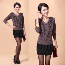 淘宝聚划算购物羊绒衫<em>女士加大码加肥</em>毛衣长款