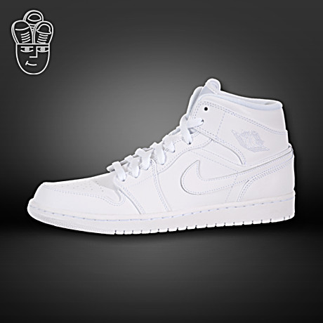 乔丹 air jordan mid 乔1 纯白 经典板鞋情侣休闲鞋554724-100