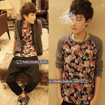 男士长袖t恤秋装上衣 男装秋衣 长袖衣服 <em>韩版</em>