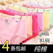 三角4条包邮 <em>纯棉</em>舒适<em>女式内裤纯色</em>条纹全棉大