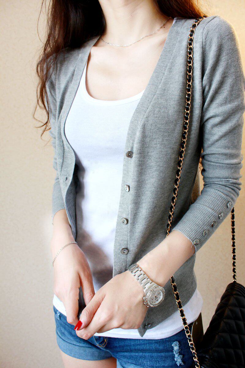 淘宝聚划算购物<em>开衫</em>包邮 新款秋冬女韩版V领针