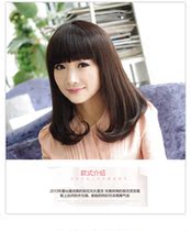 星夜美假发.斜刘海梨花头中长卷发.圆脸<em>发型</em> 橘