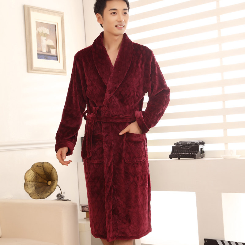 淘宝聚划算购物<em>睡袍</em>包邮 <em>秋冬</em>新款男士长款法
