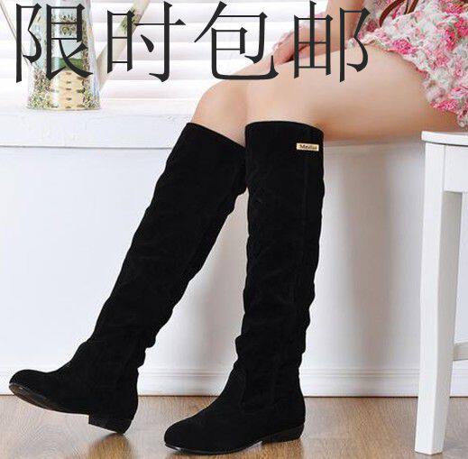淘宝聚划算购物高筒靴新款<em>女式</em>平底靴春秋单靴