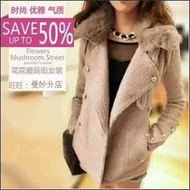 2013秋冬装新款韩版可拆卸毛领修身羊圈毛呢子大衣短款毛呢外套女 价格:158.00
