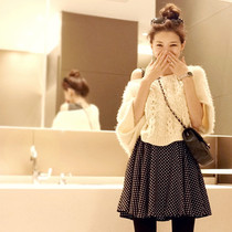 小丸子 韩版蝙蝠袖一字领坎肩镂空短款<em>毛衣</em>针