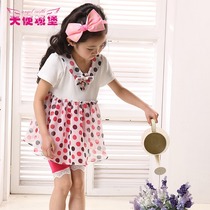 天使城堡 2013新款女童裙子儿童连衣裙韩版套装圆点雪纺 TSC5822 价格:89.00