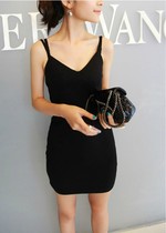 韩版修身连衣裙背心裙打底裙女装性感 <em>v领</em> 纯色