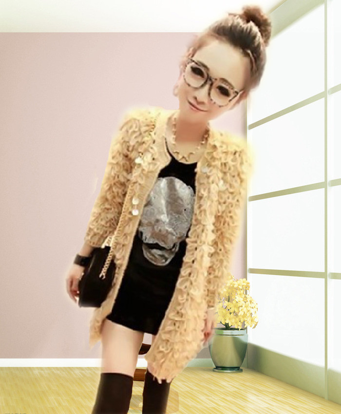 LO1235蓥俏艺秋冬新款女装欧美粗毛线<em>连帽开</em>