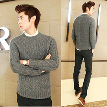 邦13新款男士针织衫开衫 个性扭花纯棉<em>外套</em> 韩