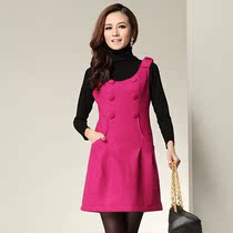 圆领无袖2013秋冬新品韩版职业女修身<em>羊毛</em>呢