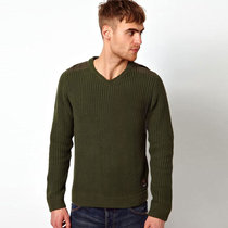 羊毛衫优默 新款韩版V领<em>毛衣男外套</em>秋装<em>开衫</em>男