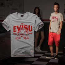 LOT日本福神 复古福神头像 Evisu 宽松<em>短袖</em>T恤
