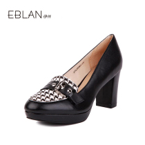 E.blan/伊伴 2013春季女鞋千鸟格羊皮高跟鞋单鞋 B3162002 价格:859.00