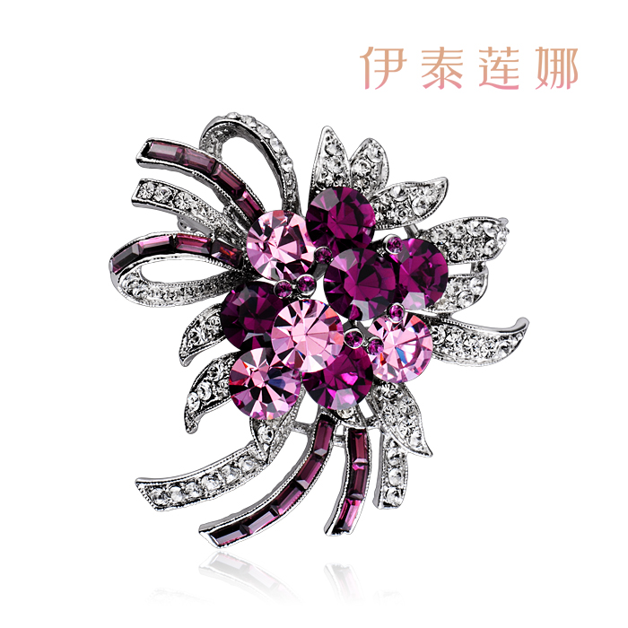 时尚胸花伊泰莲娜正品饰品 紫罗兰施华洛世奇