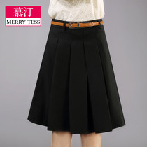精品导购<em>女式</em>中裙工作裙白色百褶裙<em>秋装</em>大摆裙