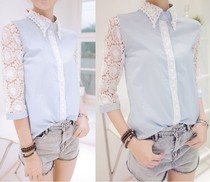 翻领七分袖波浪翻领菱格收腰百褶蓬蓬复古vin