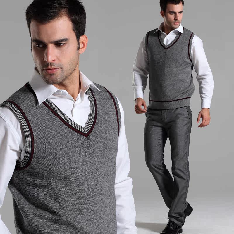 绒2013秋冬新款休闲羊毛背心<em>男装商务马甲</em>V领