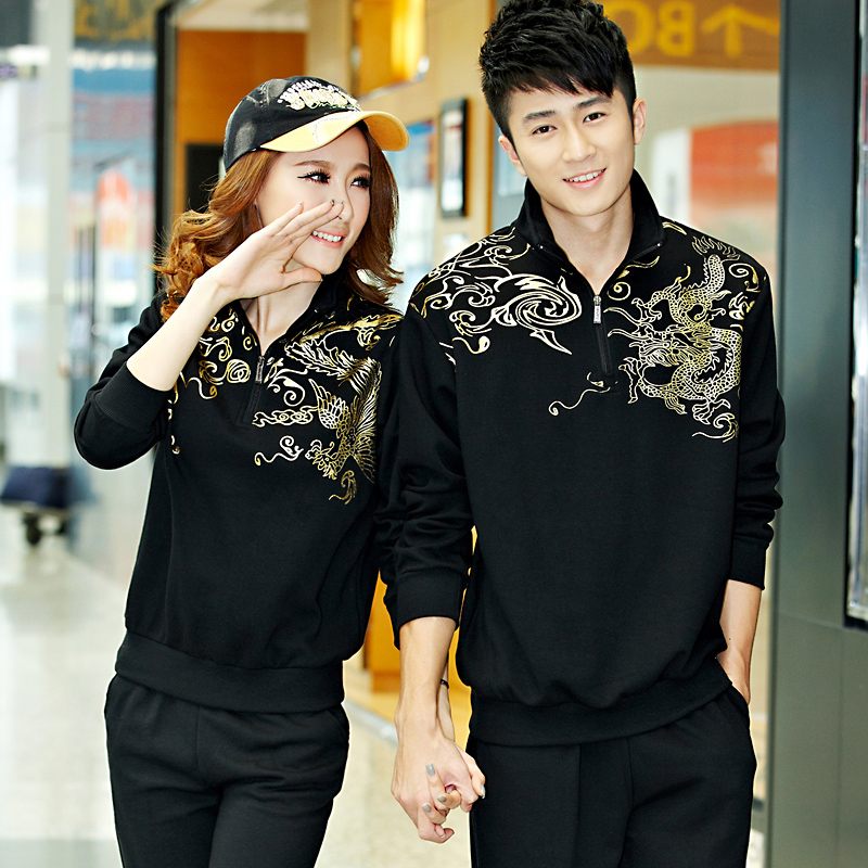 淘宝聚划算购物运动服韩版修身情侣套装 季新