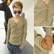 淘宝聚划算购物男人<em>秋装</em>圆领休闲长袖T恤男装