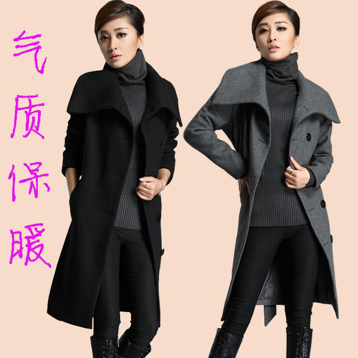 大衣韩国代购2013新款<em>女装外套毛呢外套</em>大码