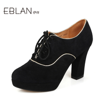 E.blan/伊伴 2013秋季新款女鞋系带绒面高跟单鞋 B3419102 价格:667.00