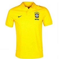 正品13-14欧洲杯新款巴西brazil黄色短袖T恤/POLO 排汗运动球衣 价格:238.40
