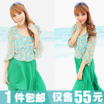 圆点五分袖夏新款大码波点镂空花边甜美<em>宽松</em>长